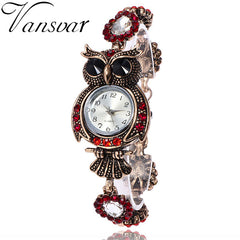 Vansvar Brand Luxury Crystal Bracelet Watches Fashion Women Owl Watch Beautiful Girl Gift Watch Relogio Feminino 2108