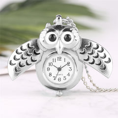 Silver Unisex Antique Owl Pendant