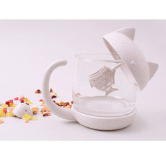 Cute Cat Glass Mug With Infuser